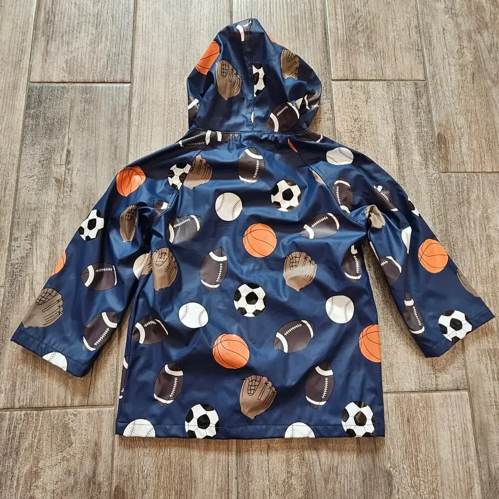 Foxfire Kids‎ Rain Jacket Hooded Sports Print Waterproof Outerwear Boys Size 5